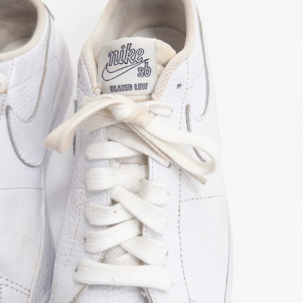 Nike SB Blazer Low AR1576-114 White‎ Leather Skate Shoes Men 8.5